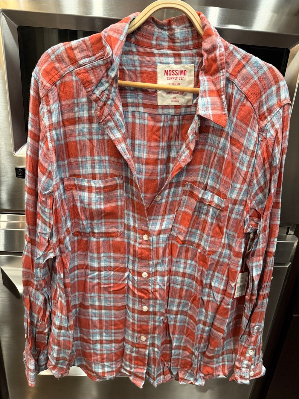 Mossimo Supply Co. Red Plaid Button-Down Shirt
